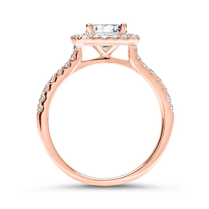 18ct Rose Gold Halo Ring With Diamonds