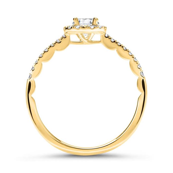 14ct gold halo ring with diamonds