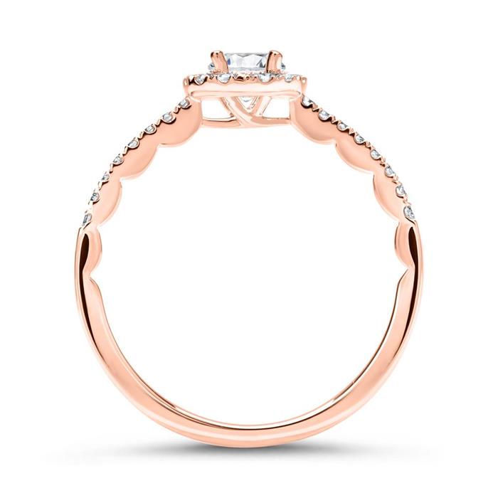 18ct Rosegold Halo Ring With Diamonds
