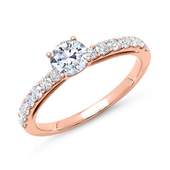 Verlovingsring 14 karaat roségoud met Diamanten