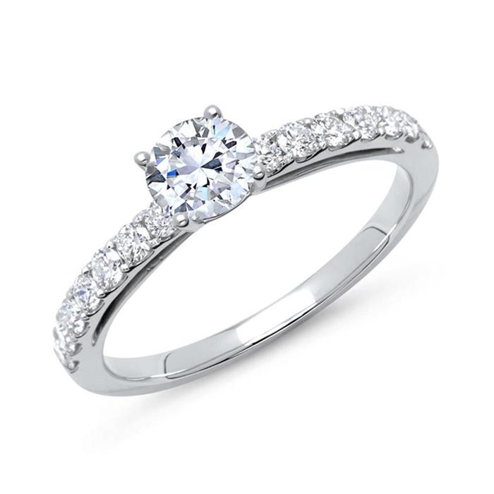 Engagement ring 14ct white gold with diamonds