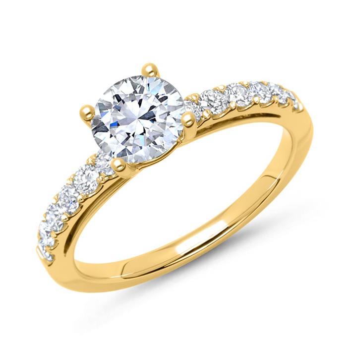14 quilates anillo de compromiso de oro con diamantes