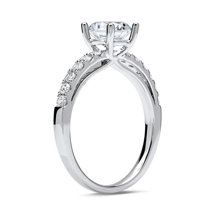 14ct white gold engagement ring with diamonds