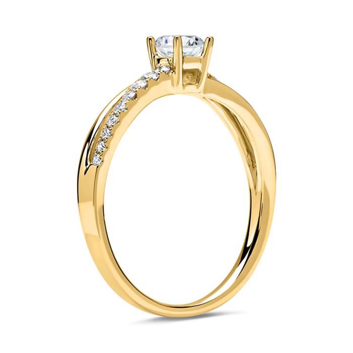 18 Karaat Gouden Ring Met Diamanten Dr0192-18Kg