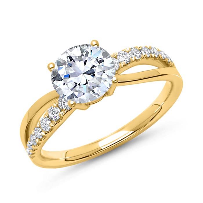 14 quilates anillo de oro con diamantes