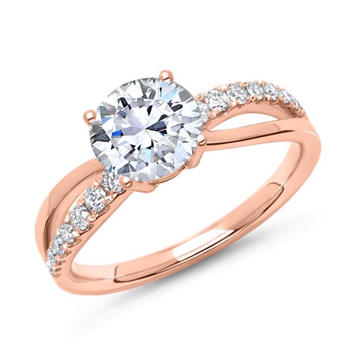18 Karaat Rosegouden Ring Met Diamanten