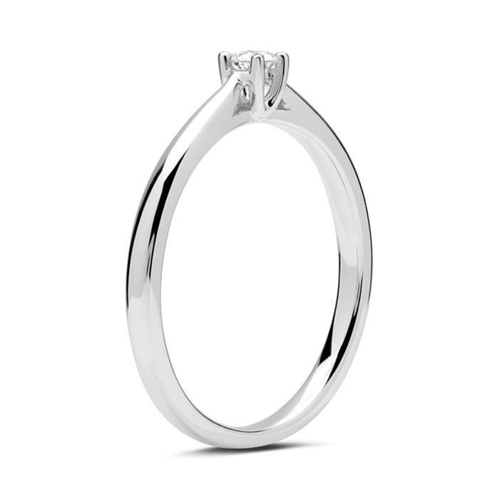 585er Weißgold-Solitär-Ring mit Diamant 0,10 ct.