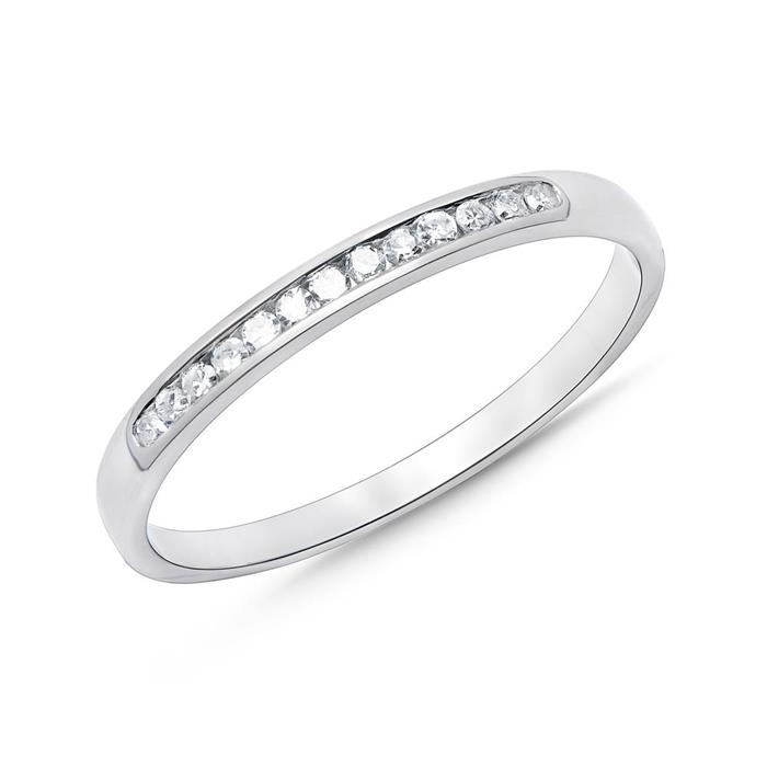 Ring 14ct white gold with 13 diamonds 0,1105ct
