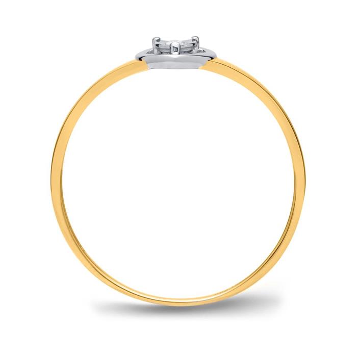 585er Gelbgold-Ring Herzform Diamant 0,013 ct.