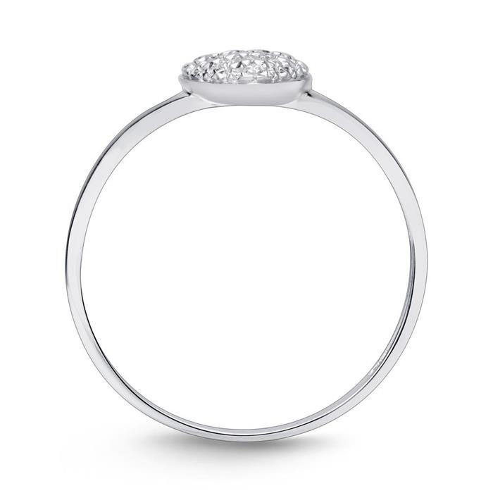 14 quilates anillo de oro blanco corazón 3 diamantes 0,015 ct.