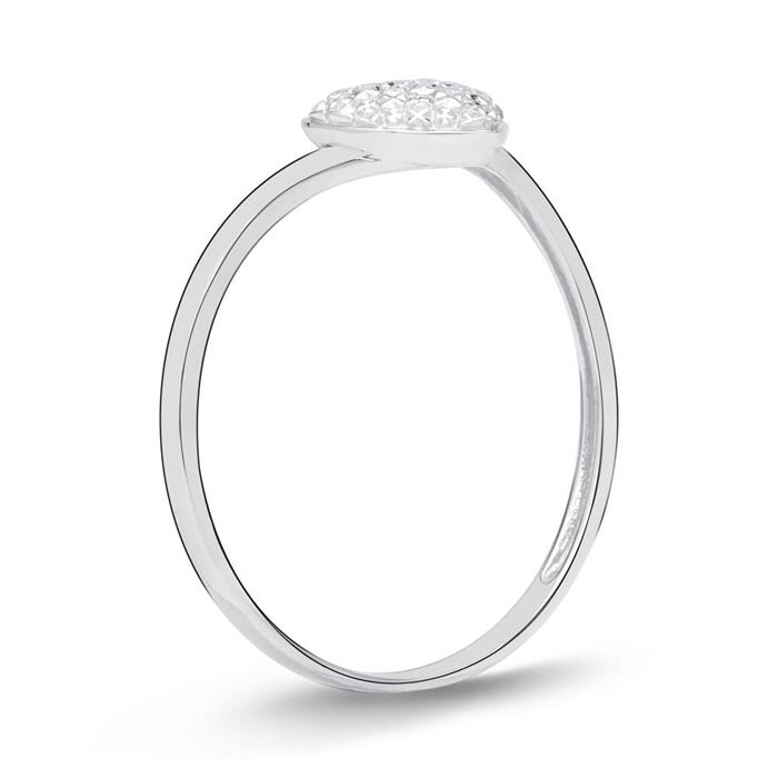 585er Weißgold-Ring Herz 3 Diamanten 0,015 ct.