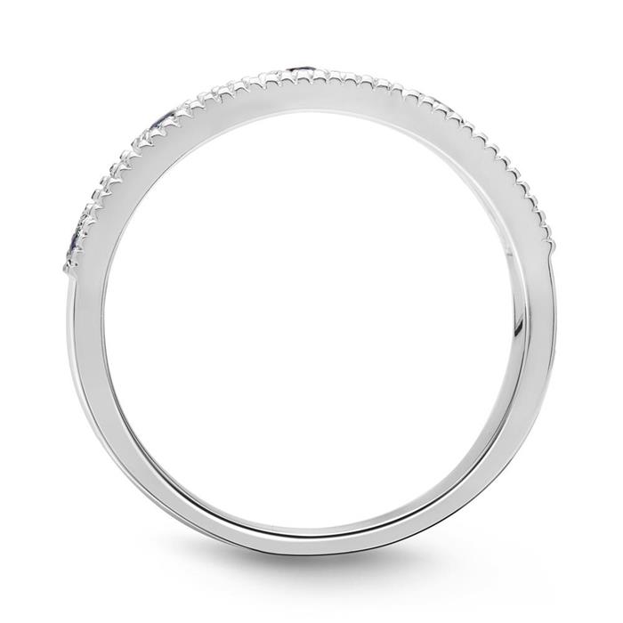 Ring 585 Weißgold Diamanten 0,030 ct. Saphire 0,188 ct.