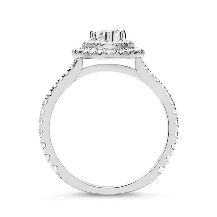 Heart ring 18ct white gold with diamonds