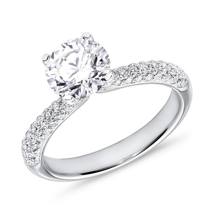 oplukkelig second hand diamant ring på 2,3 g. i str. 54 m. i alt 0,30 carat  diamanter i VS kvalitet og Top Wesselton farve sat i 14 Karat Hvidguld m.  Låsesystem.
