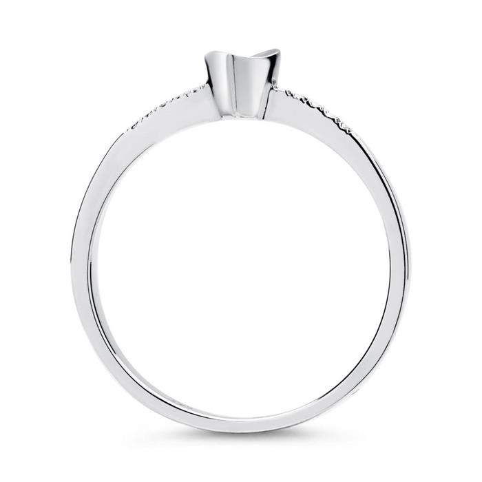 Ladies ring 14ct white gold diamond 0,086ct