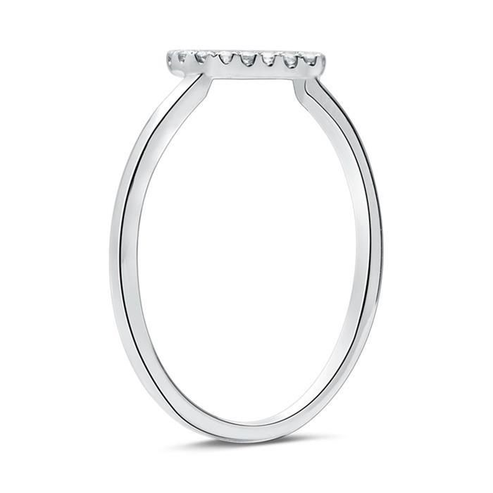 18 quilates anillo de oro blanco corazón 22 diamantes 0,11 ct.