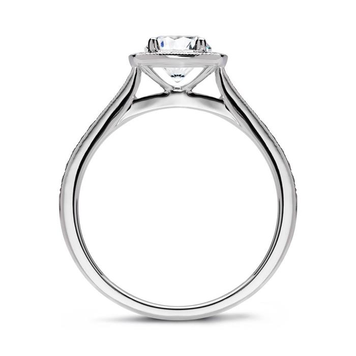 Halo ring 950 platinum with diamonds