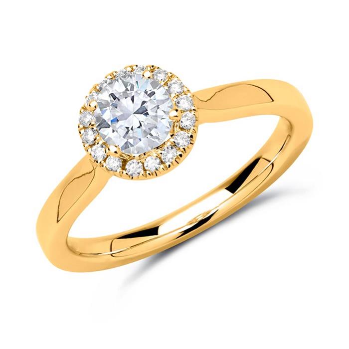 Ring 14ct gold with diamonds