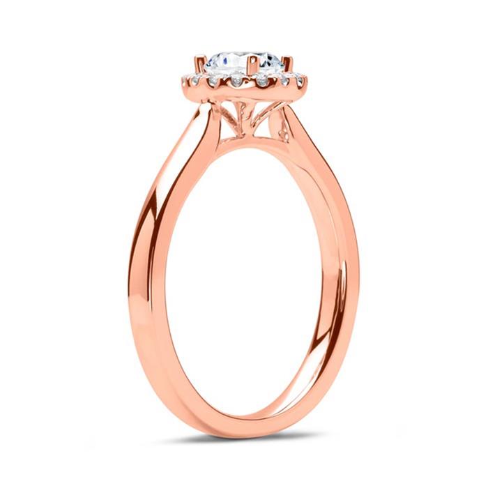 Anillo 14 quilates oro rosa con diamantes