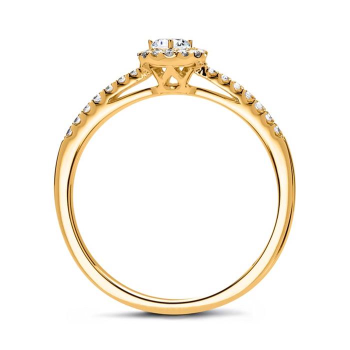 585er Gold Halo-Ring mit Diamanten