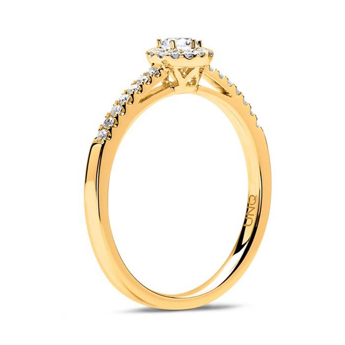 585er Gold Halo-Ring mit Diamanten