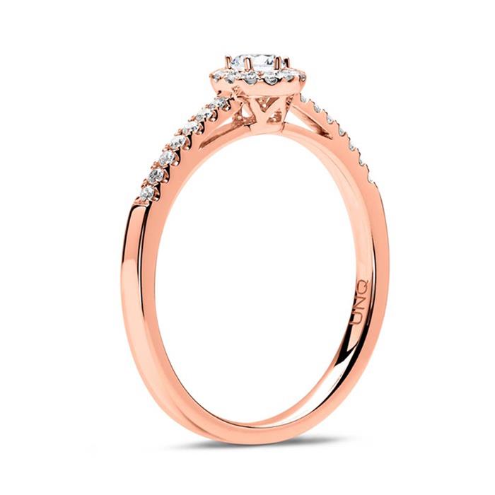 585er Roségold Halo-Ring mit Diamanten