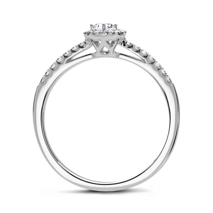 750er Weißgold Halo-Ring mit Diamanten