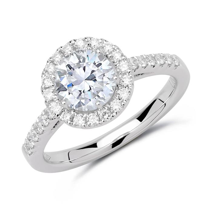 Halo ring 950 platina met Diamanten