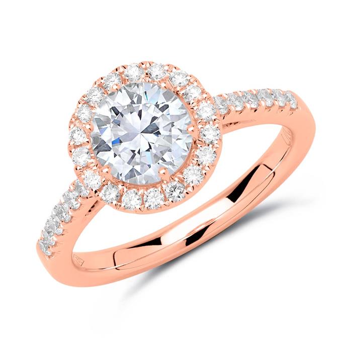 Halo Ring 18ct Rose Gold With Diamonds