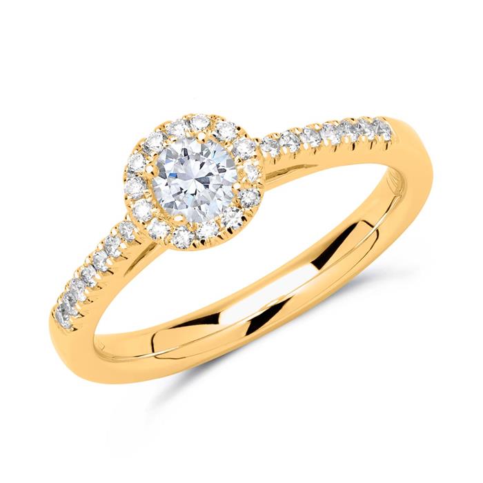 Halo ring 18ct gold with diamonds