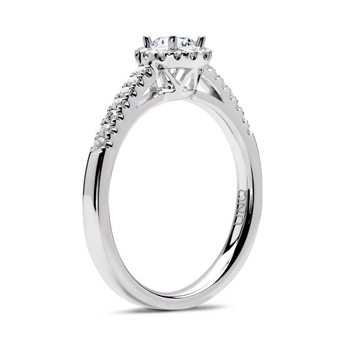 Halo ring 950 platina met Diamanten