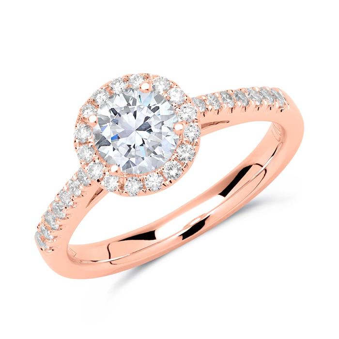 Anillo de compromiso 14 quilates oro rosa con diamantes