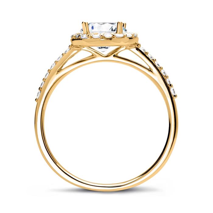 Halo ring 14ct gold with diamonds