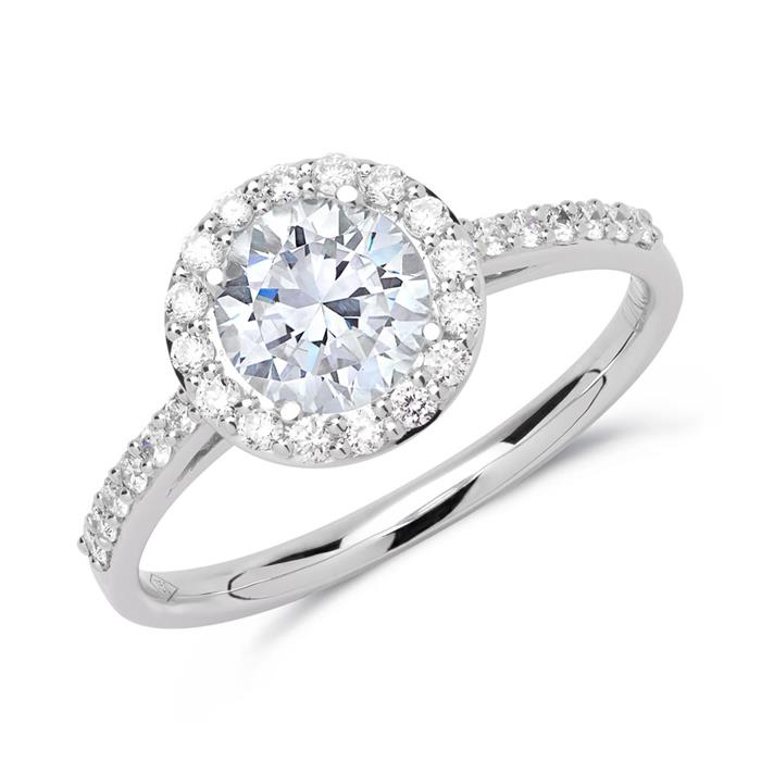 Halo ring 950 platinum with diamonds