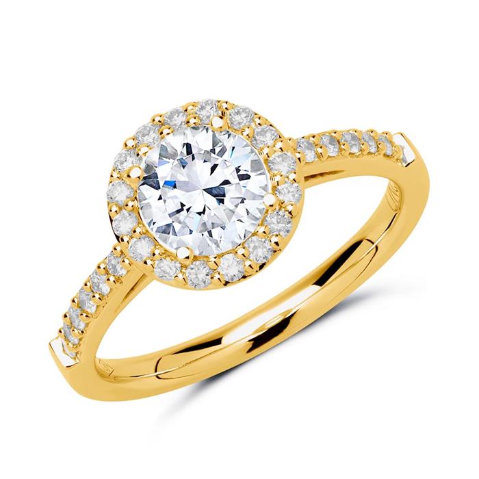 750er Gold Halo Ring mit Diamanten