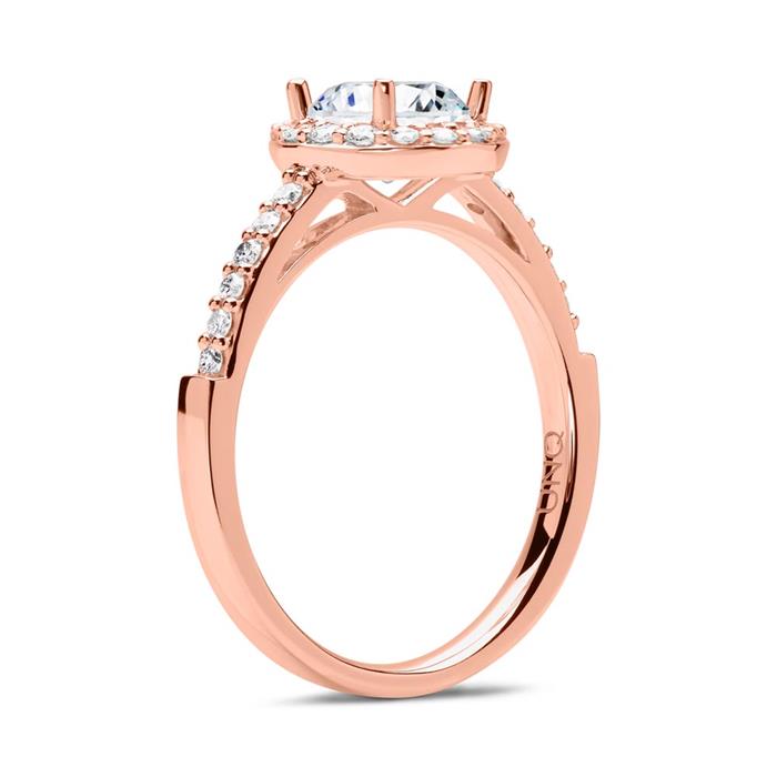 18 karaat roségouden halo ring met Diamanten