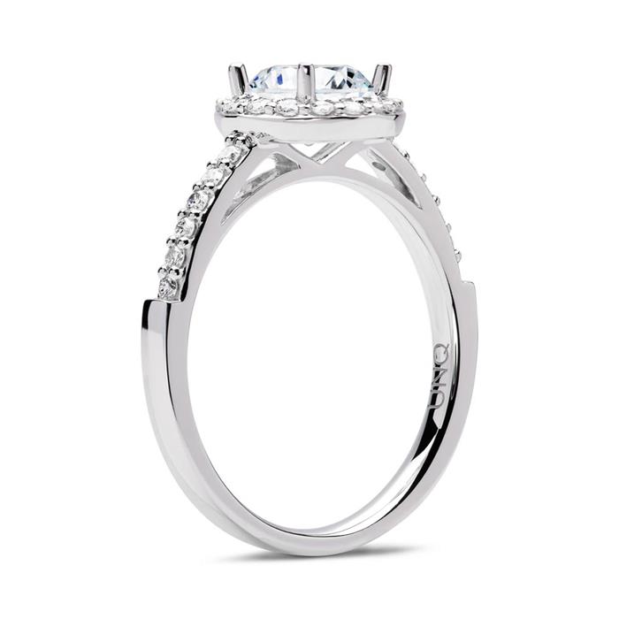 14ct white gold halo ring with diamonds