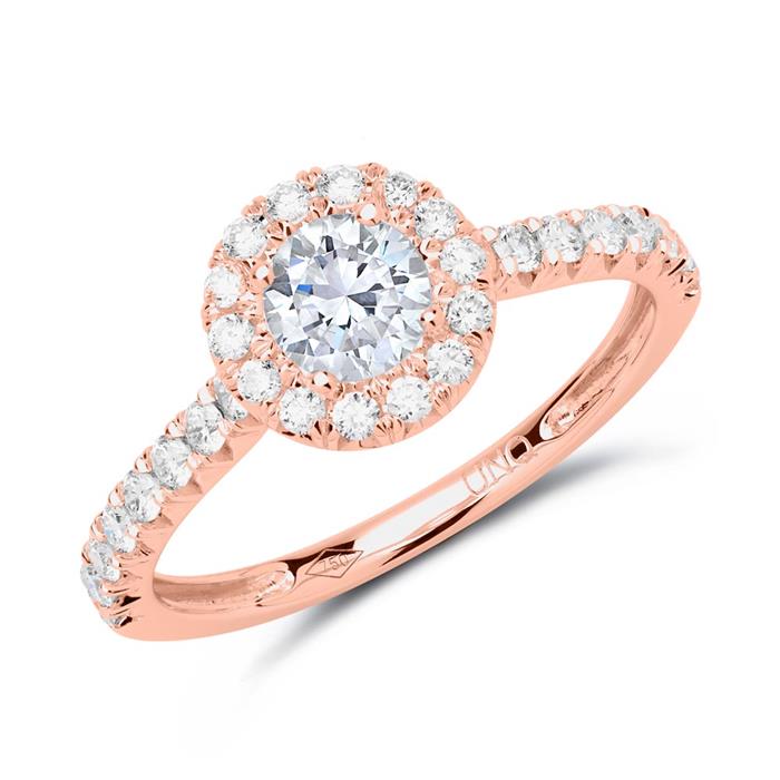 Anillo de compromiso de oro rosa 18 quilates con diamantes