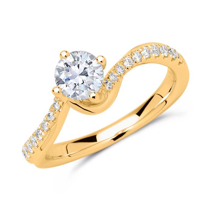 Ring 14ct gold with diamonds