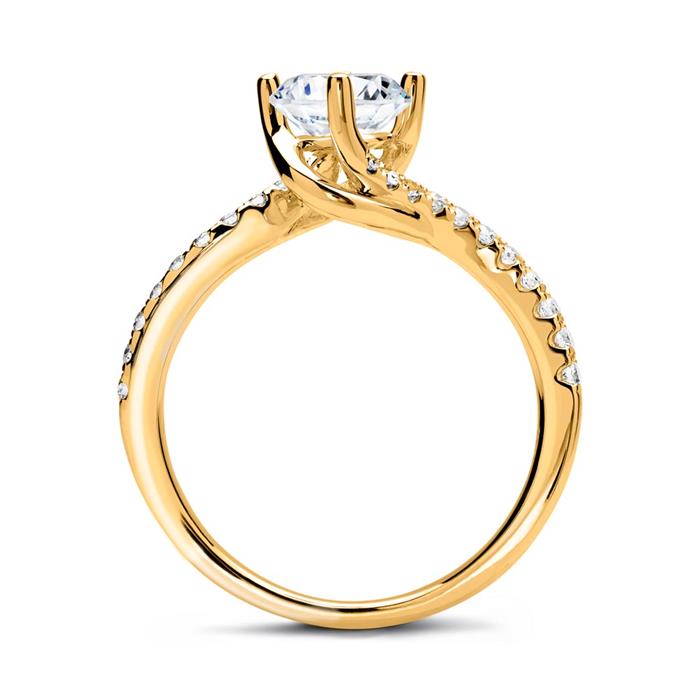 585er Gold Ring mit Diamanten