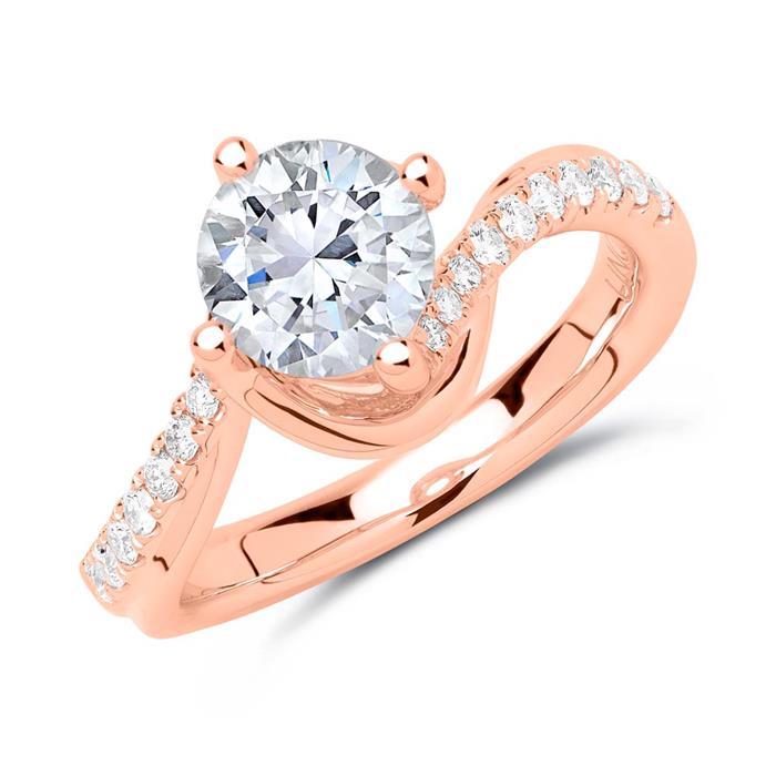 Ring 18ct rose gold with diamonds