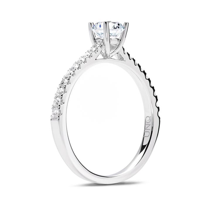 Anillo de compromiso 14 quilates oro blanco con diamantes