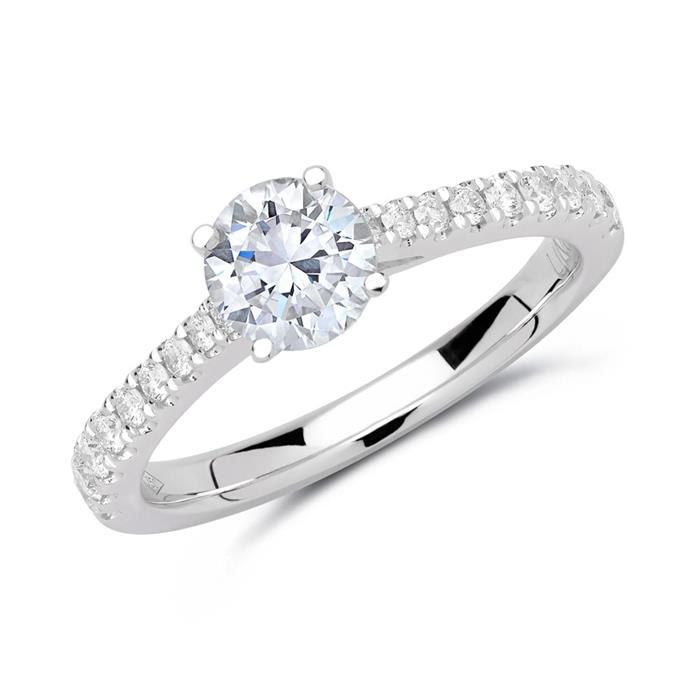 14ct white gold engagement ring with diamonds