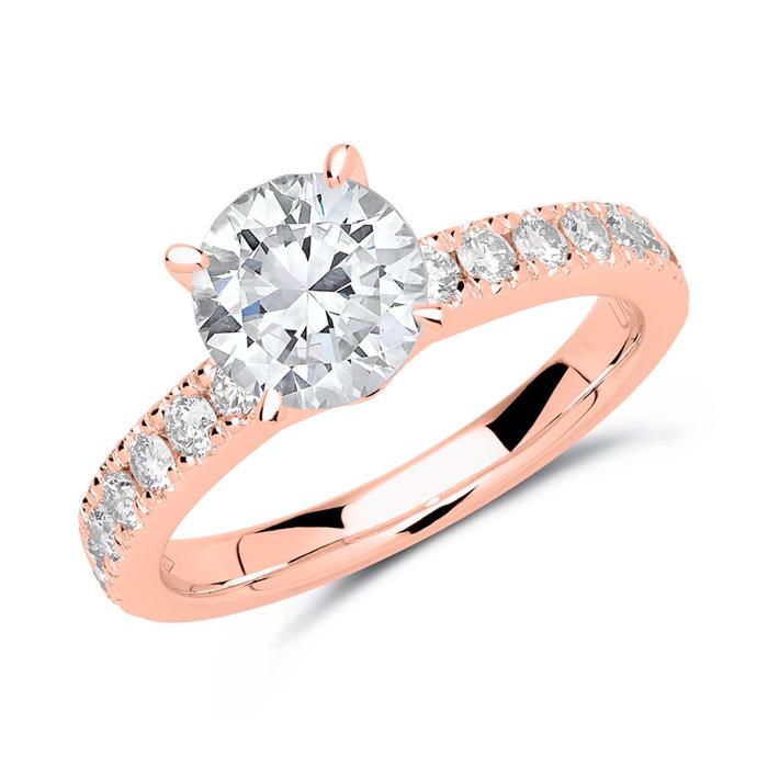 18ct rosegold engagement ring with diamonds