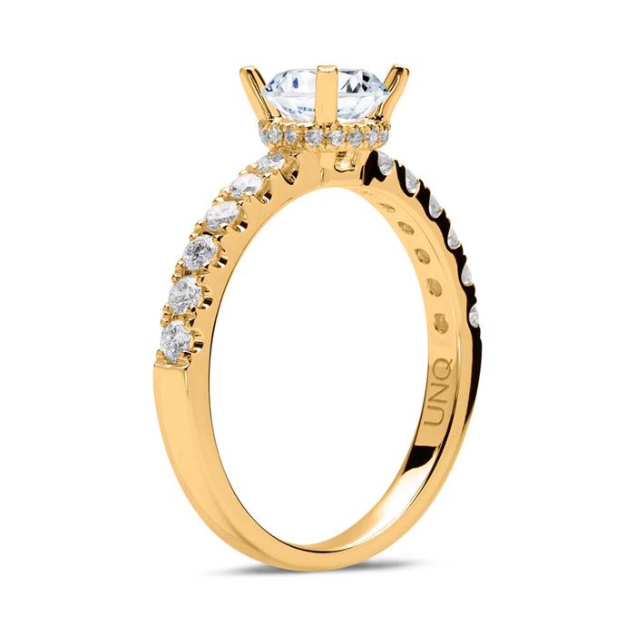 14 quilates anillo de compromiso de oro con diamantes