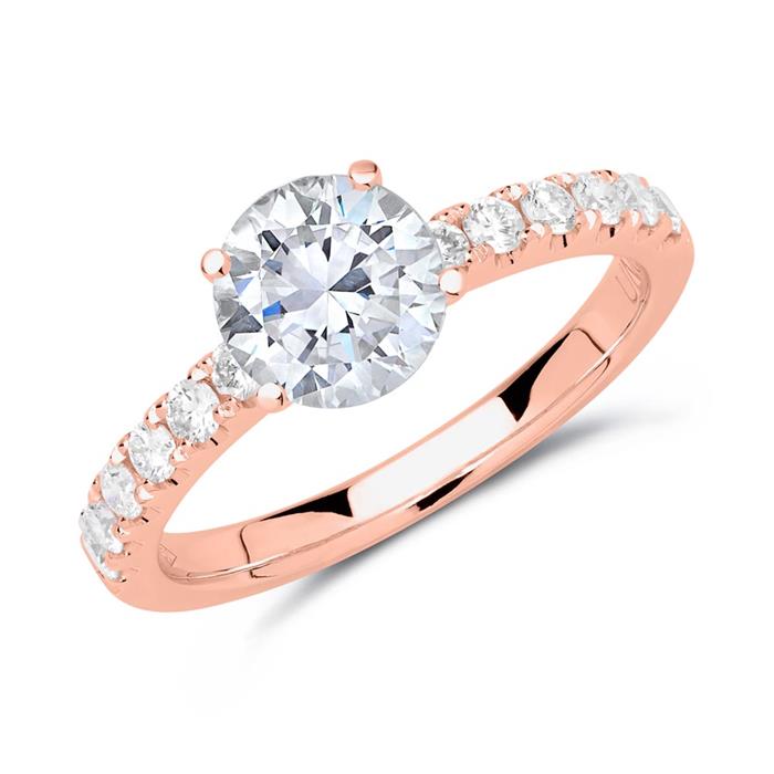 14ct rose gold engagement ring with diamonds