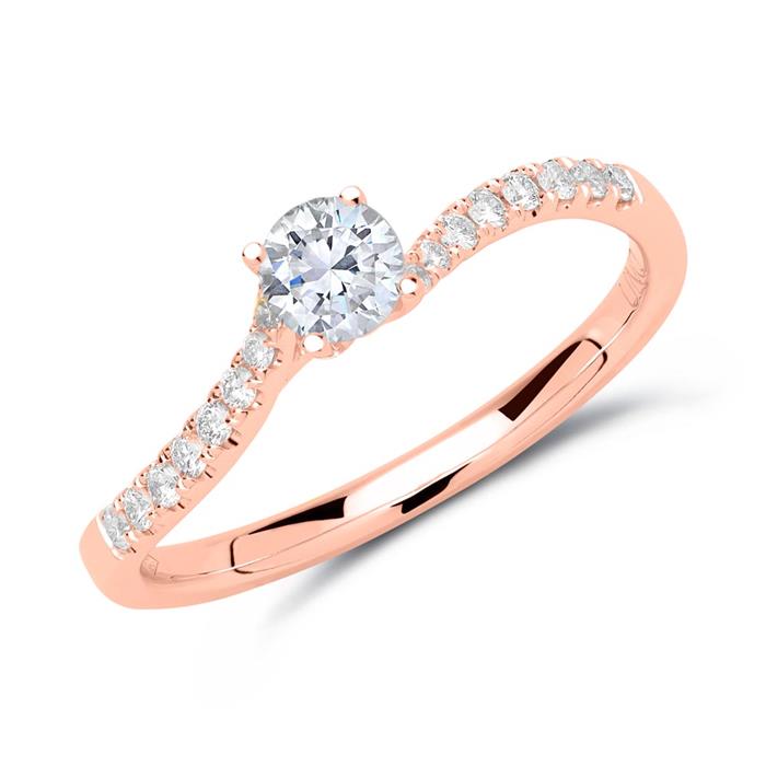 Ring 14ct rose gold with diamonds