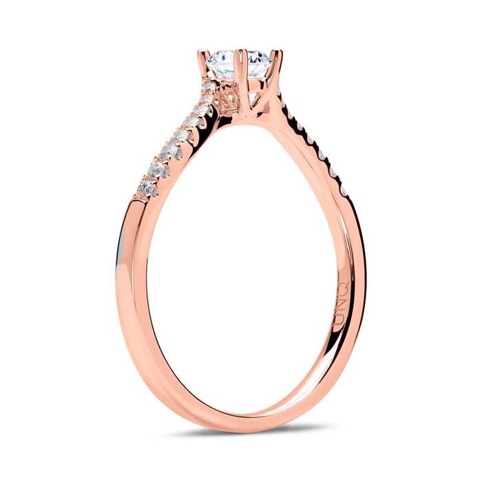 Ring 18ct rose gold with diamonds