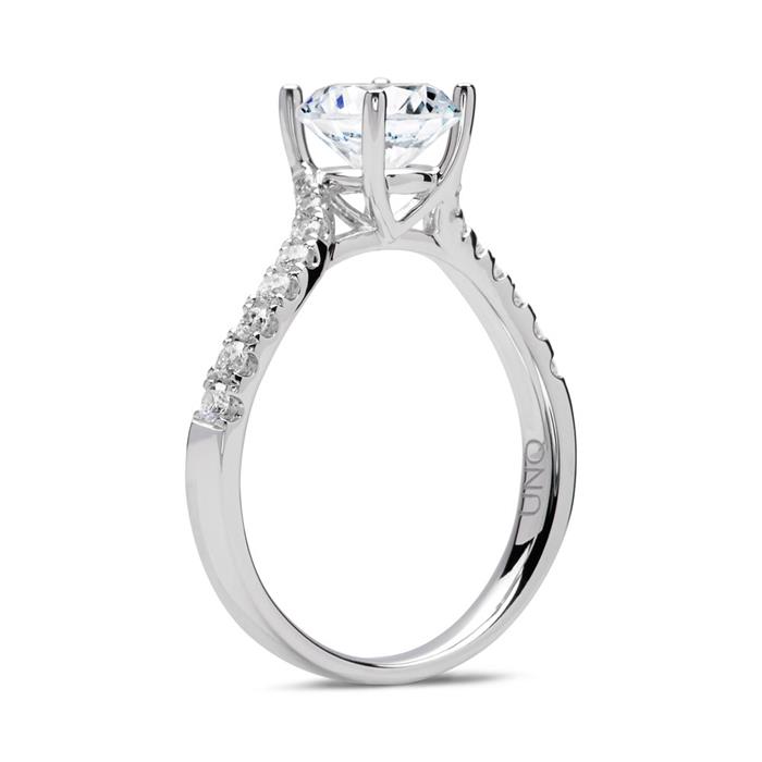 14 quilates anillo de oro blanco con diamantes