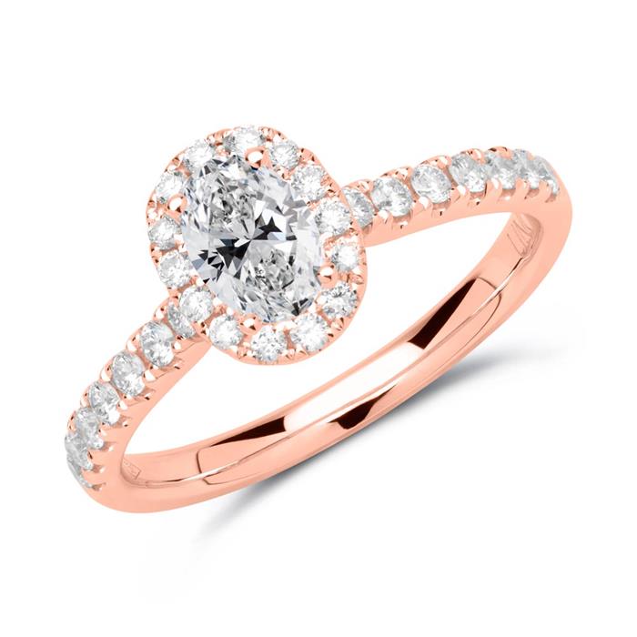 14 quilates anillo de compromiso de oro rosa con diamantes